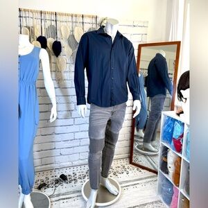 Dockers Navy Blue Long Sleeve Dress Shirt